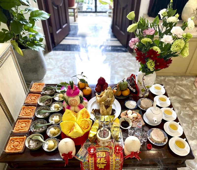 Các lễ vật trên mâm cúng khai trương công ty