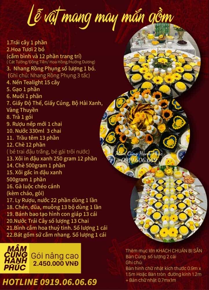 Các lễ vật trong mâm cúng thôi nôi bé trai