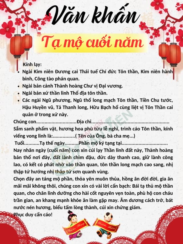 Văn khấn tạ mộ cuối năm
