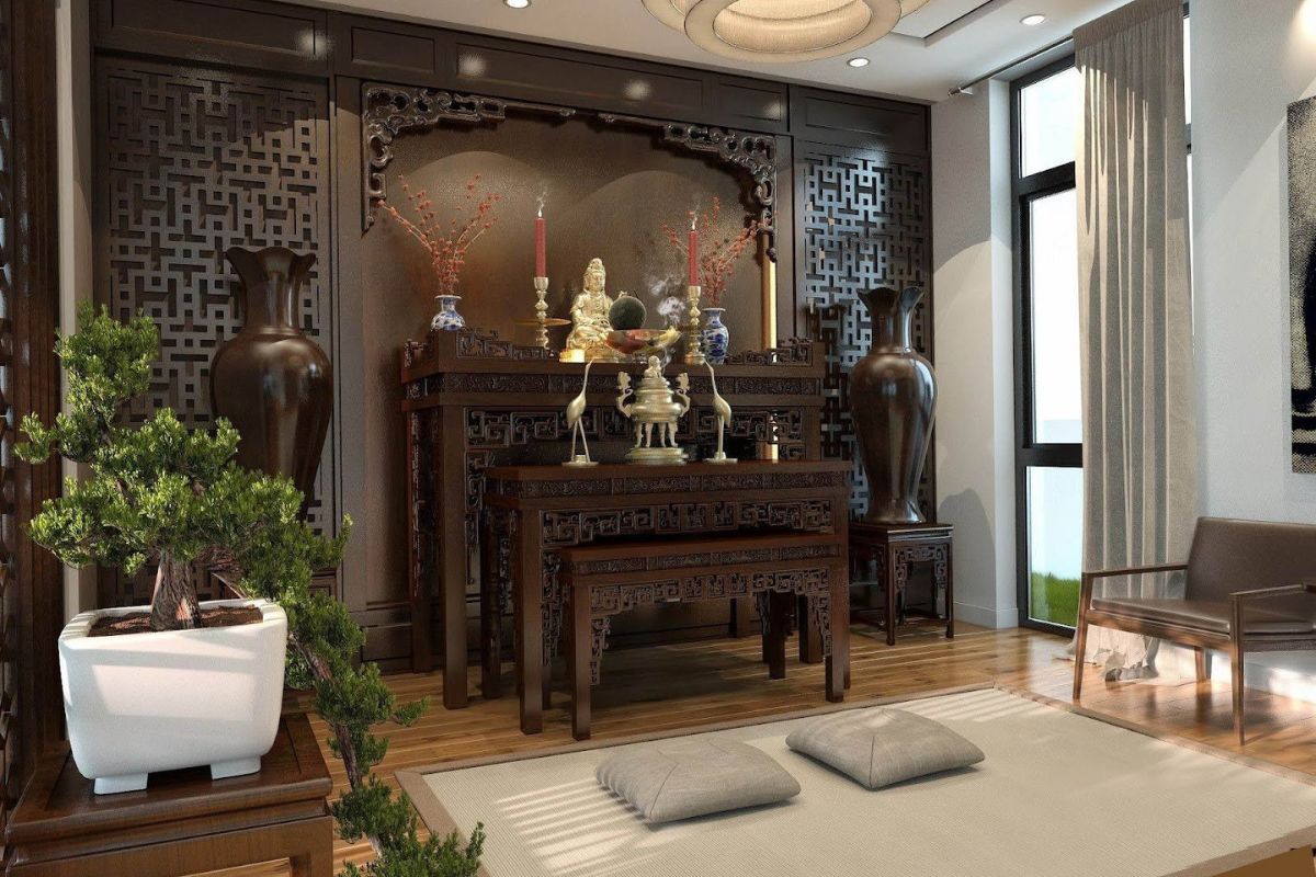 Tạo khoảng đệm giữa cửa và bàn thờ