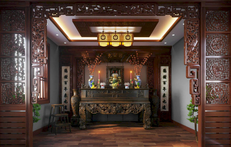 Bàn thờ trong phòng khách nên bố trí thế nào
