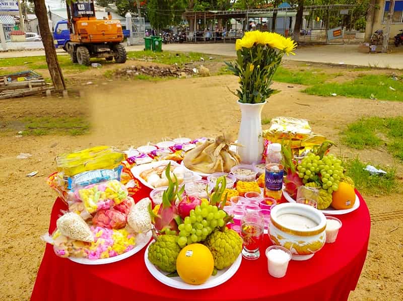Mâm cúng khởi công xây nhà mẫu 1
