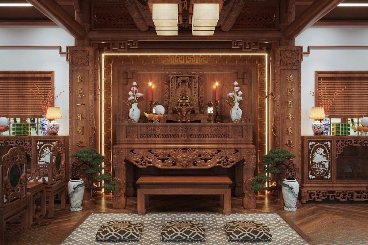 Bàn thờ gia tiên đối diện cửa chính có được không?
